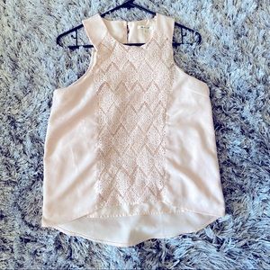 Lace detail tank top peach colored fully lined large